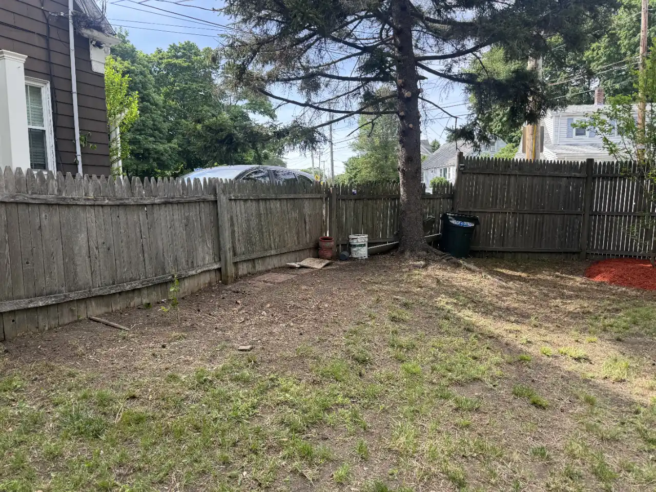 Completed storm damage job on a residential lot in Sharon