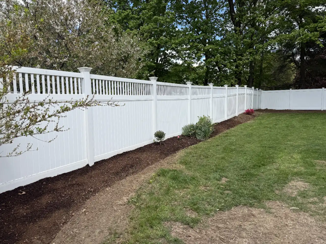 Completed mulching job on a residential lot in Hanover